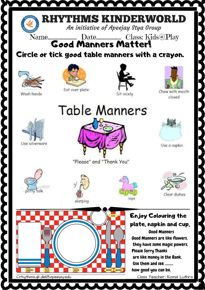 Polishing Etiquette Engaging Manners Worksheets For All Ages