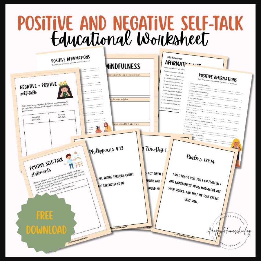 Positive Self Talk Worksheet For Kids Happy Homeschooling