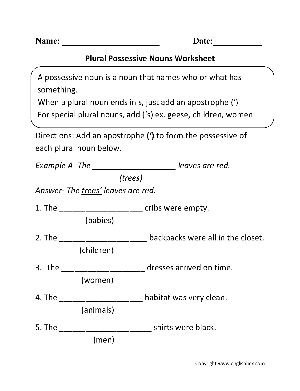 Possessive Nouns Worksheets With Answers Digital And Printable For Grade 4 5 Made By Teachers