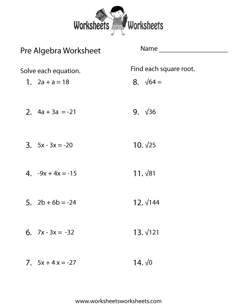 Pre Algebra Worksheet For 7th 9th Grade Lesson Planet Worksheets Library