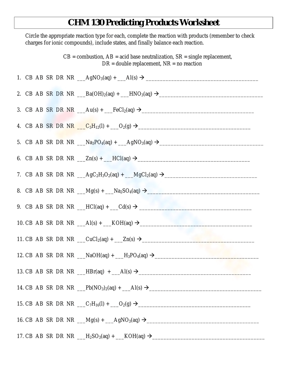 Predicting Products Worksheet Worksheets Library