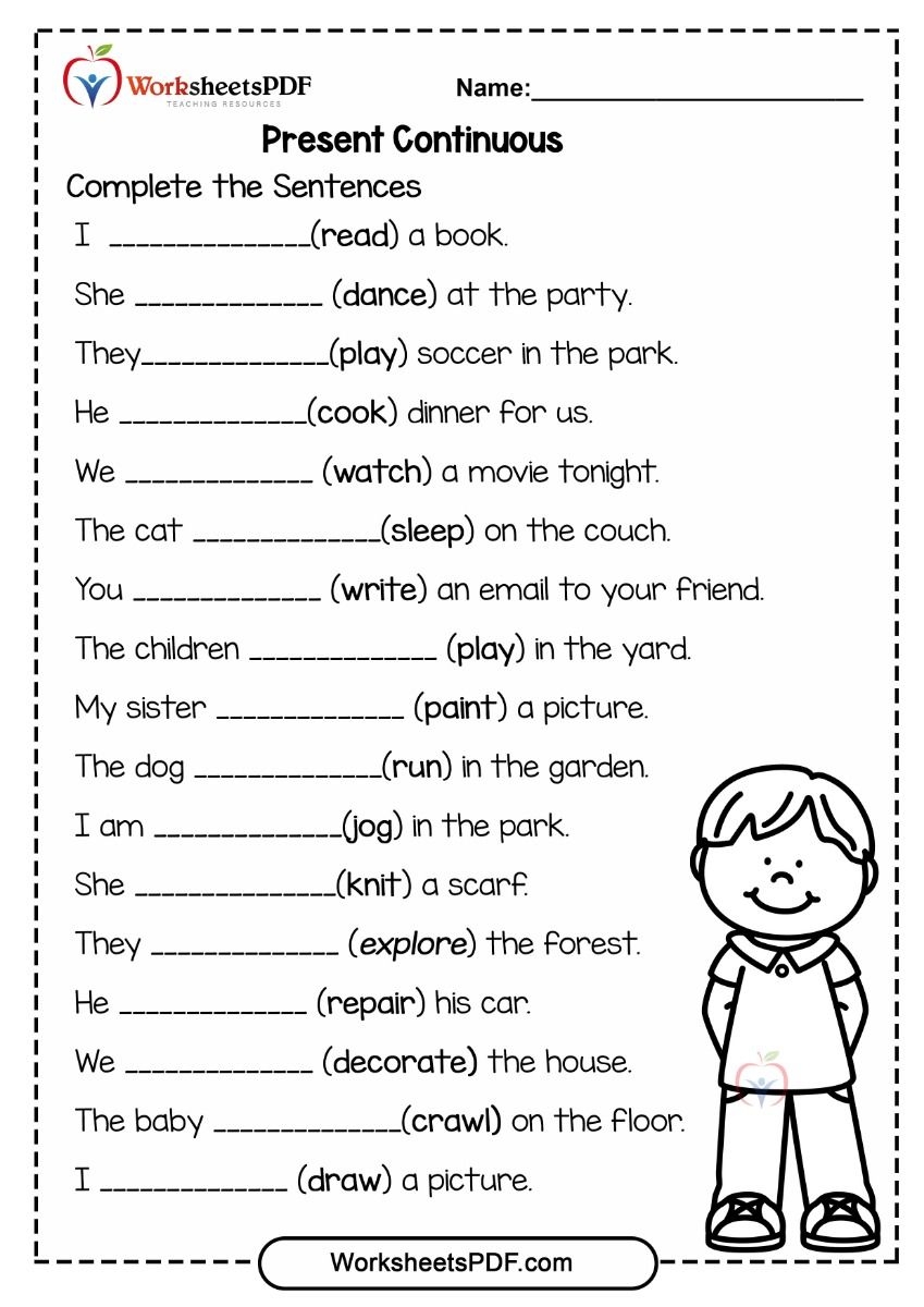 Present Continuous Worksheets Grammar And Exercises Present Continuous Worksheets Grammar And Exercises