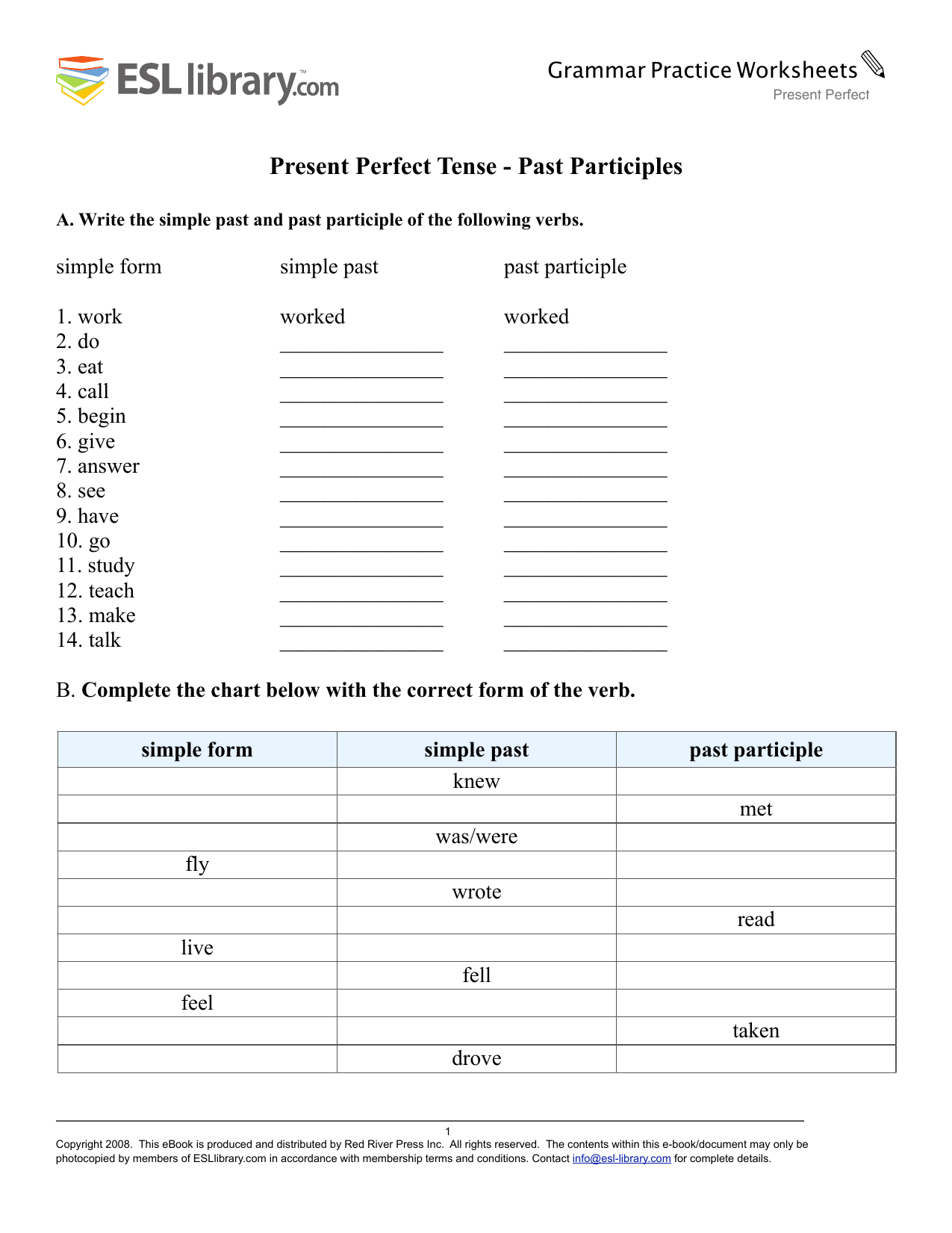 Present Perfect Tense Grammar Practice Worksheet 101 Present Perfect Question PDF Worksheets With Answers Grammarism