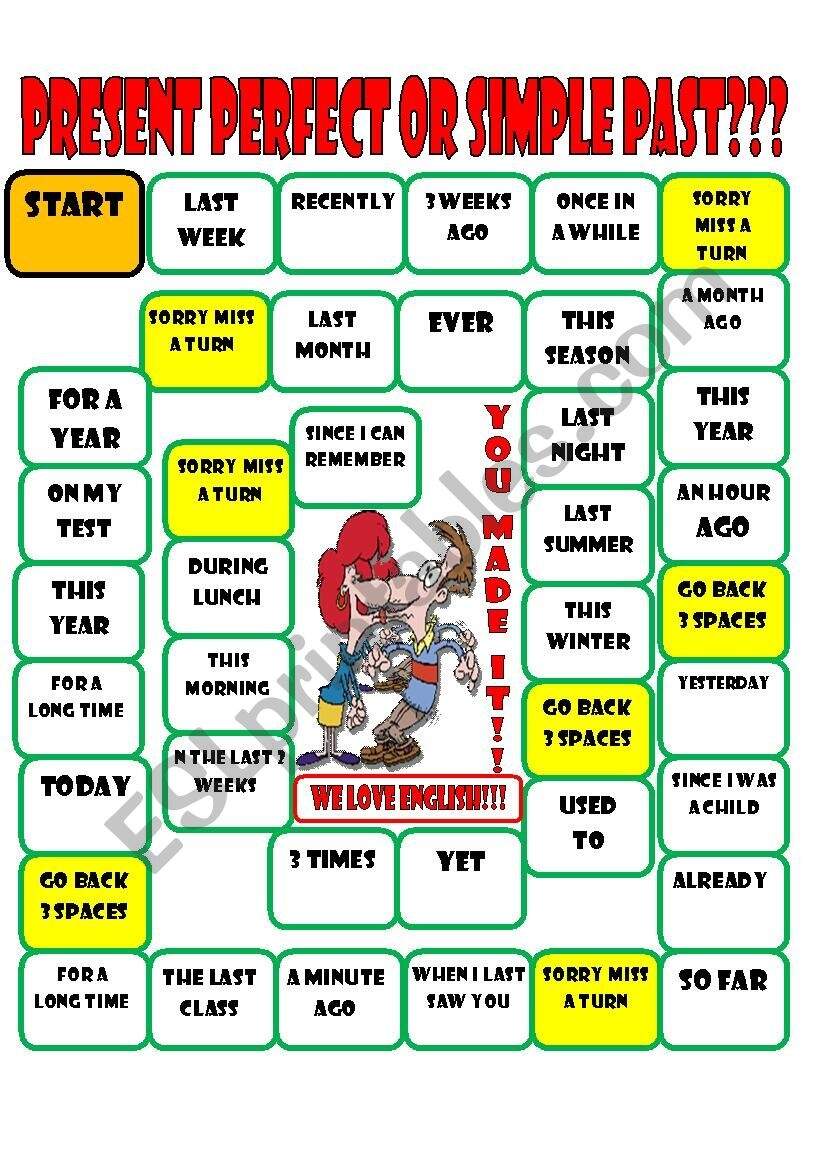 PRESENT PERFECT VS SIMPLE PAST BOARD GAME ESL Worksheet By Imelda PRESENT PERFECT VS SIMPLE PAST BOARD GAME ESL Worksheet By Imelda