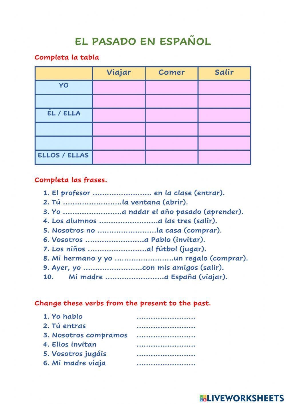 Irregular Verbs In The Preterite Worksheet Worksheets Library