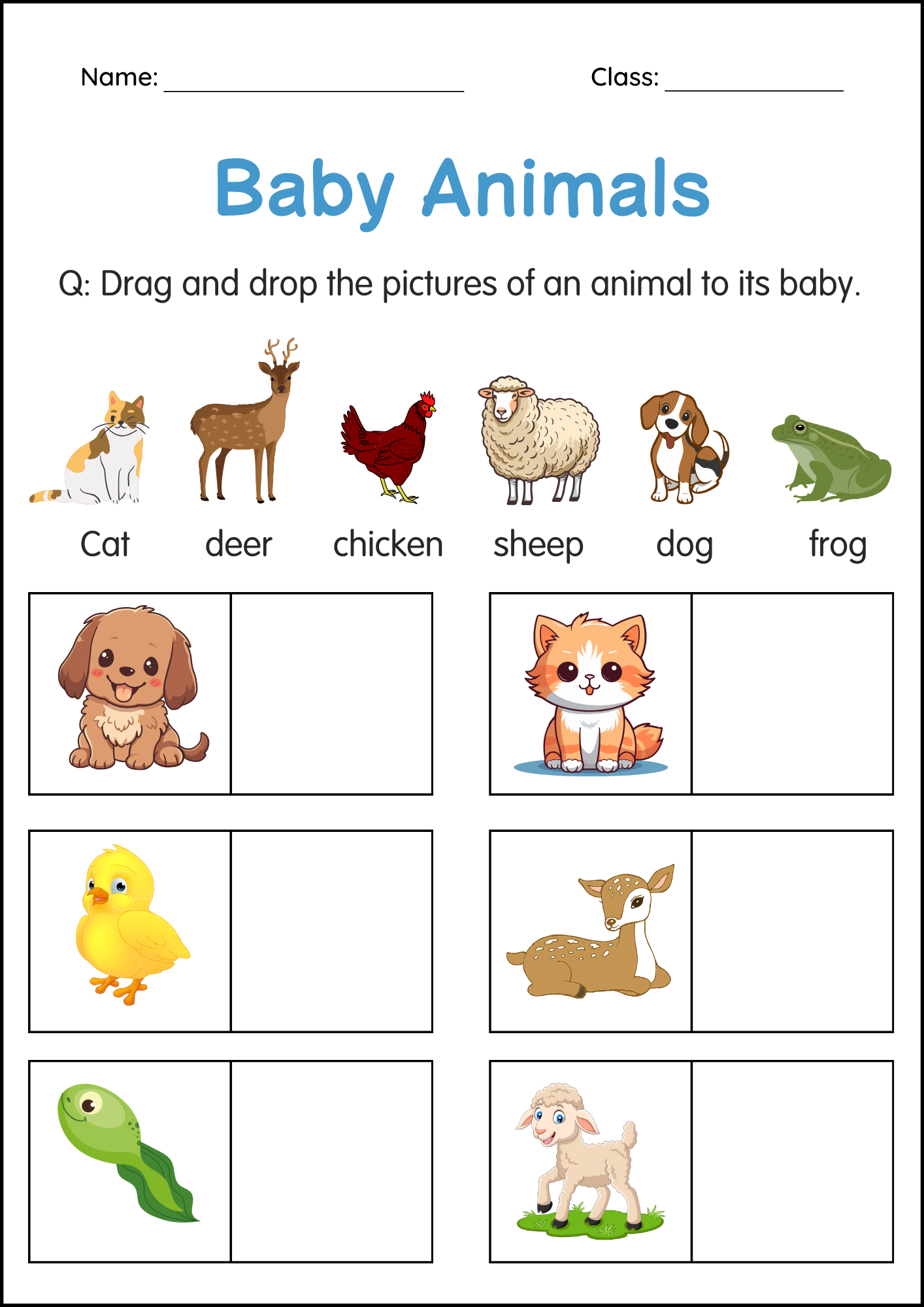Printable Animals And Their Babies Activity Worksheets For Grade 1 2 3 Made By Teachers