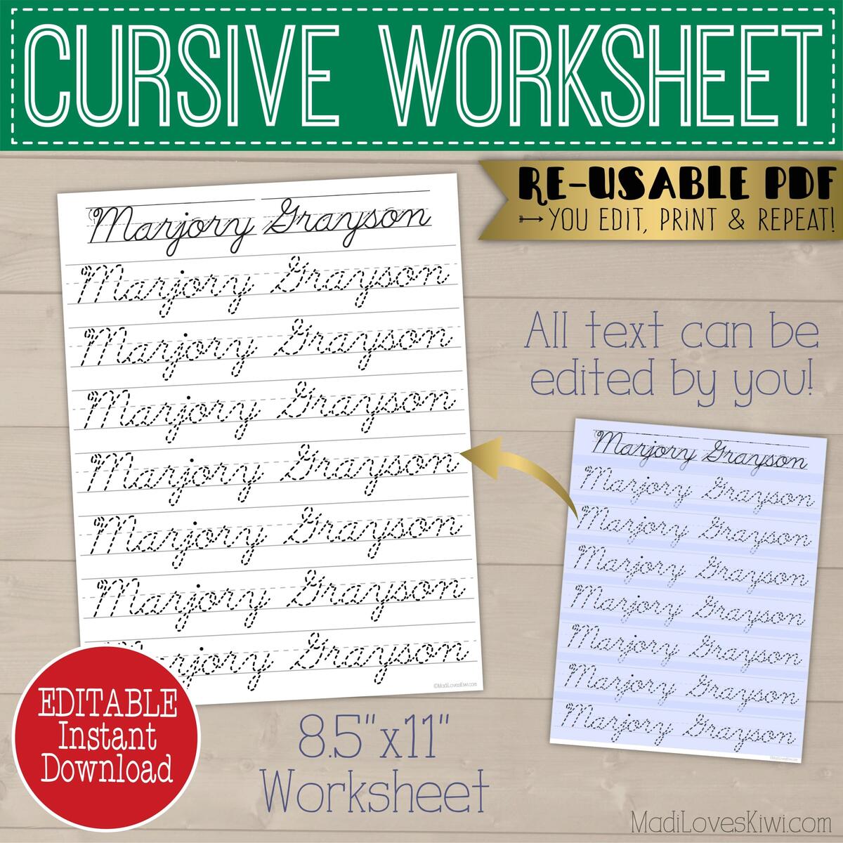 Printable Cursive Name Writing Worksheet Editable Script Handwriting Practice Page Madi Loves Kiwi Digital Downloads Printable Cursive Name Writing Worksheet Editable Script Handwriting Practice Page Madi Loves Kiwi Digital Downloads