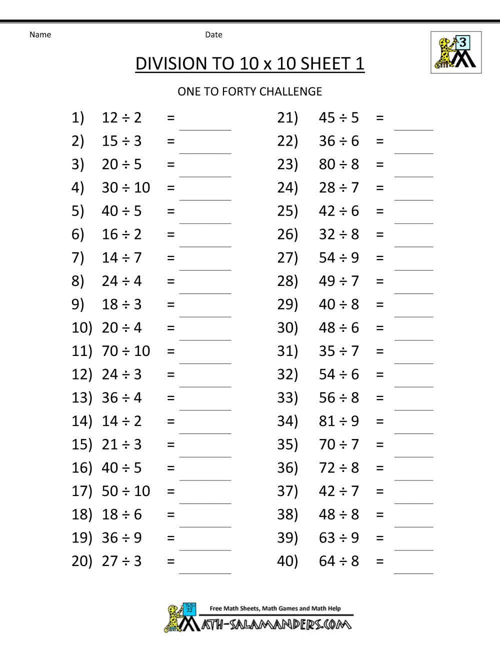 Printable Division Worksheets 3rd 4th Grade Printable Division Worksheets 3rd 4th Grade