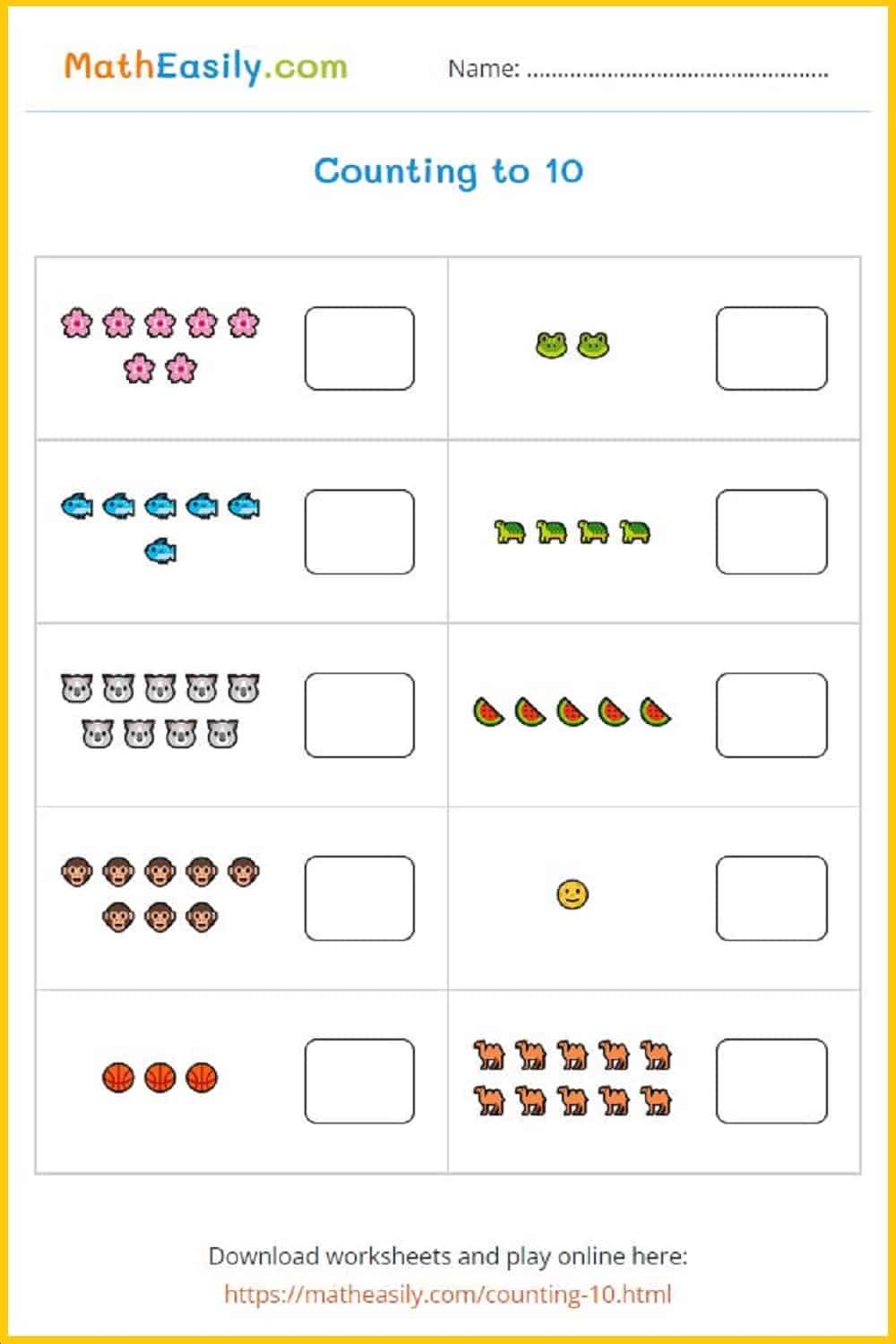 Printable Kindergarten Math Worksheets PDF Free Download Number Matching Worksheets 1 10