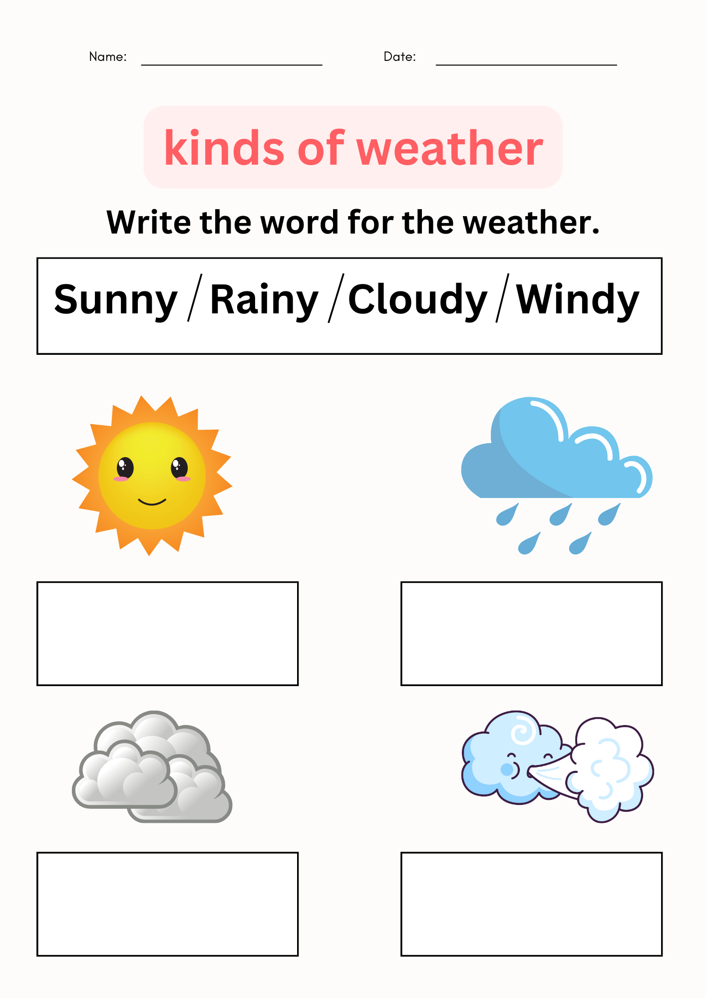 Printable Matching And Tracing Kinds Of Weather Worksheet For Grade 1 Made By Teachers