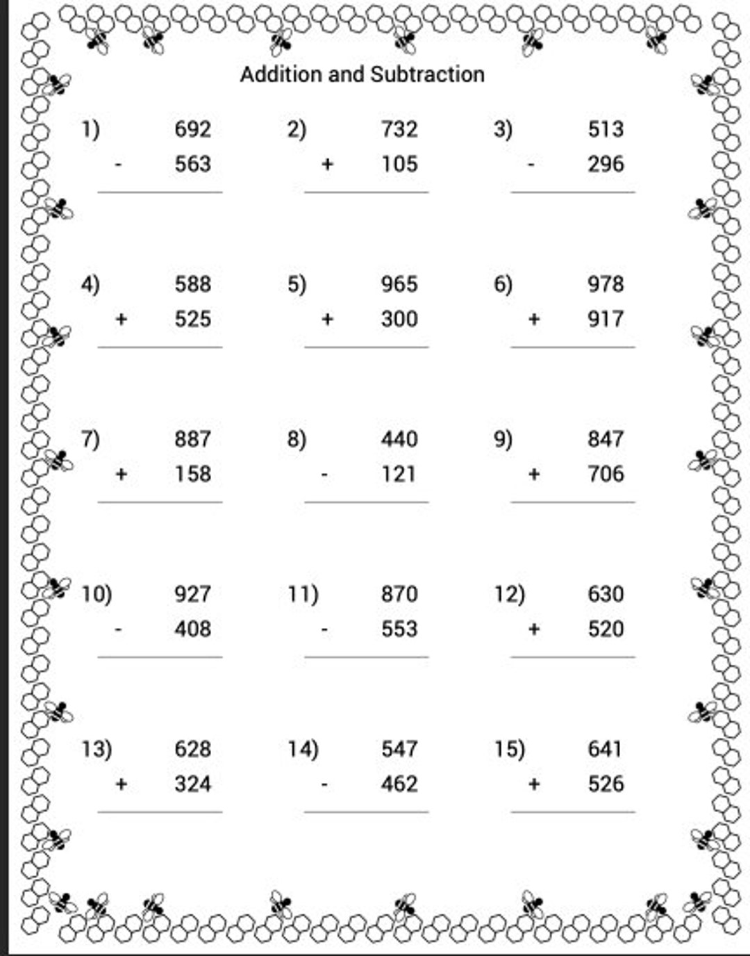 Printable Math Worksheets Addition And Subtraction Homeschool Instant Download With Answers Etsy Math Worksheets Superstar Worksheets