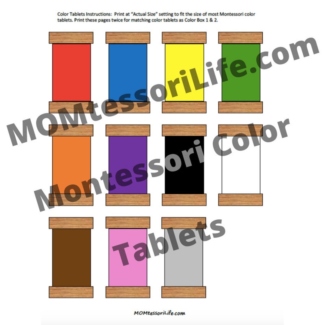 Printable Montessori Color Tablets Color Box 1 2 And 3 Etsy Israel