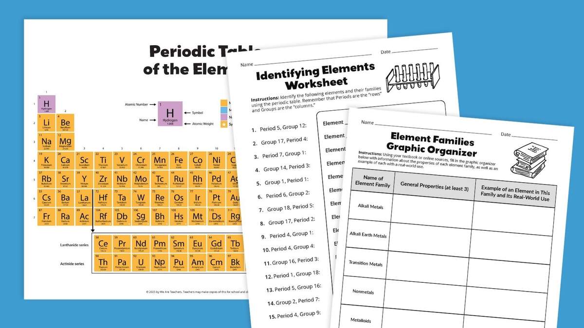Printable Periodic Table Free Worksheet Bundle