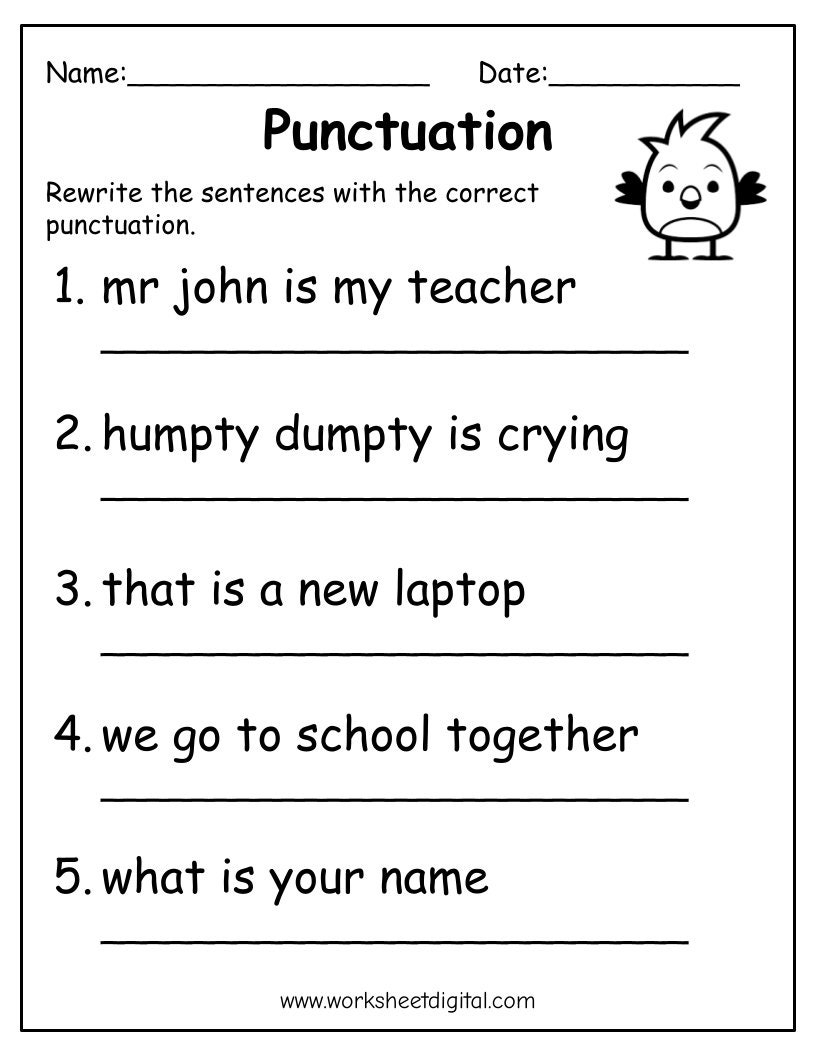 Printable Punctuation Practice Worksheets For Kids PDF Etsy Printable Punctuation Practice Worksheets For Kids PDF Etsy