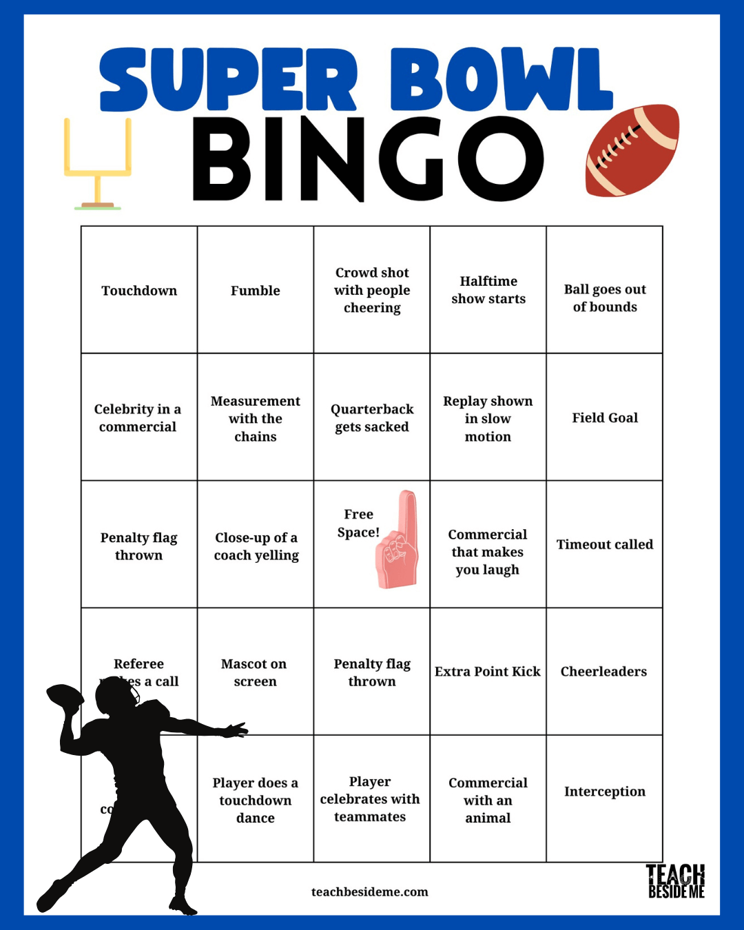 Printable Super Bowl Bingo Family Game Day Activity Teach Beside Me Printable Super Bowl Bingo Family Game Day Activity Teach Beside Me