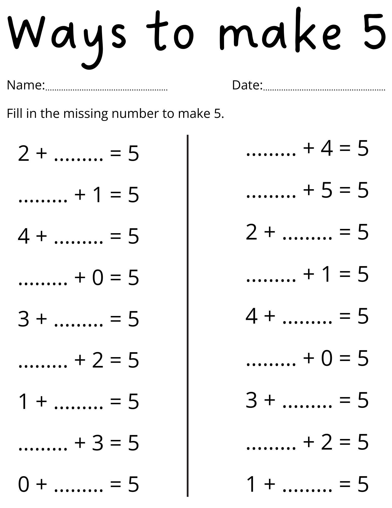 Printable Ways To Make 5 Kindergarten Worksheets Making 5 Math Activities Made By Teachers