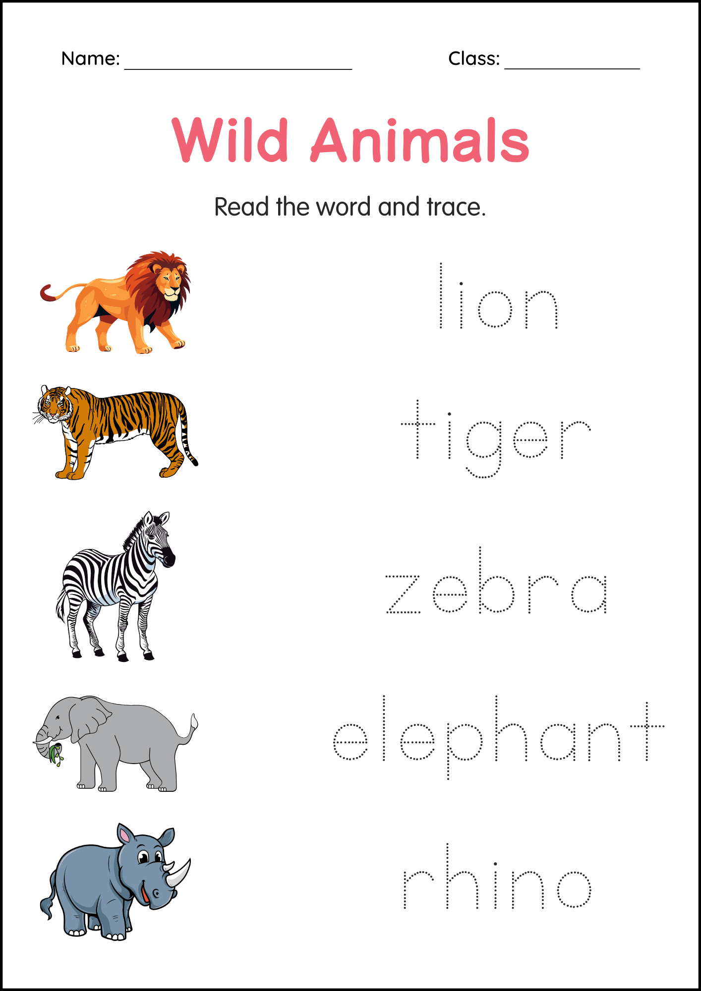 Printable Wild Animals Activity Worksheet For Grade 1 2 3 Made By Teachers