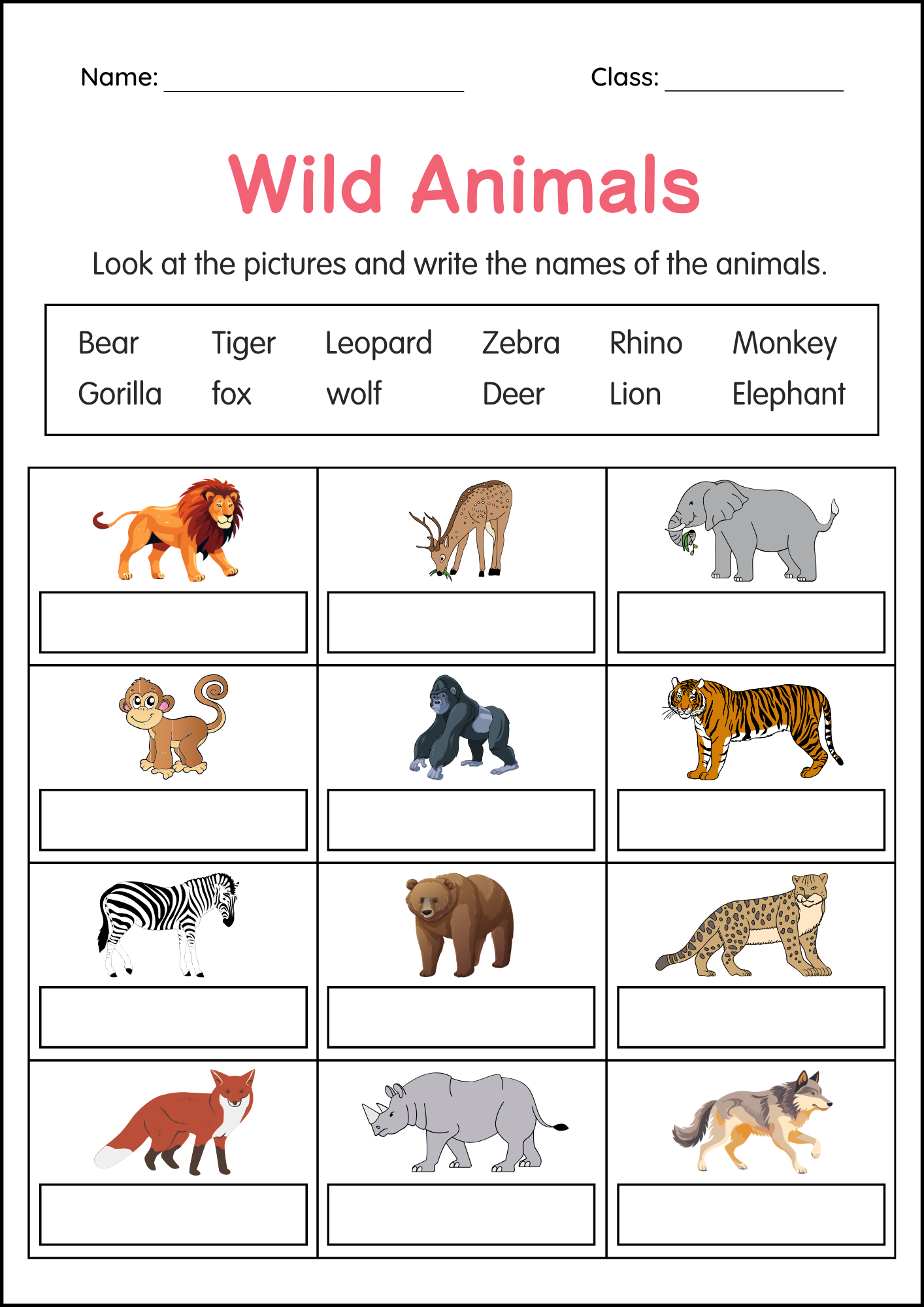 Printable Wild Animals Activity Worksheet For Grade 1 2 3 Made By Teachers