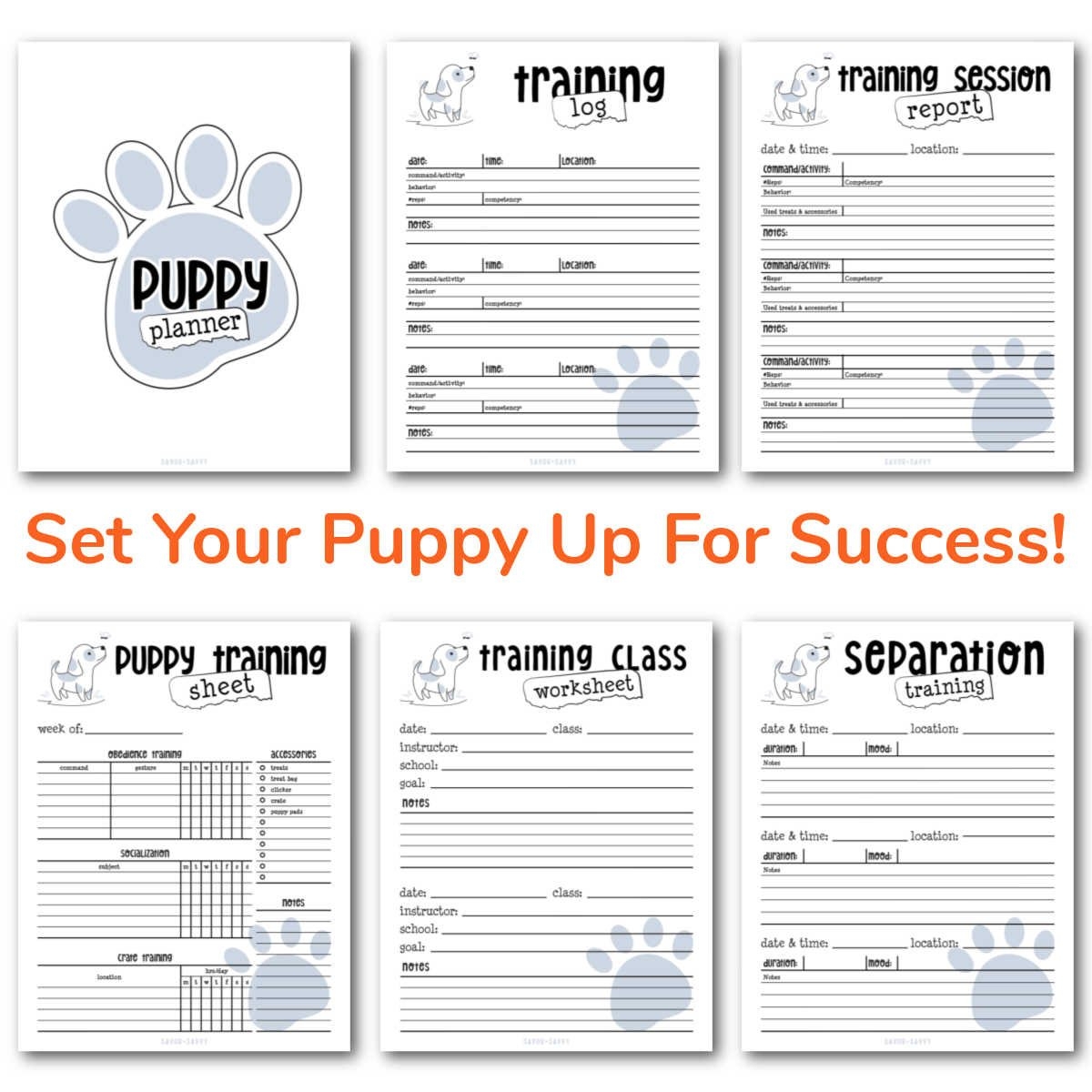 Puppy Planner Printables 20 Pages Savor Savvy Puppy Training Planner Wellness Printables