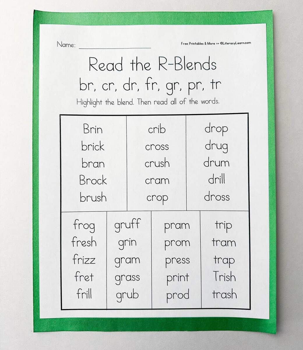 R Blends Words And Worksheets 5 Free Printables Literacy Learn R Blends Words And Worksheets 5 Free Printables Literacy Learn