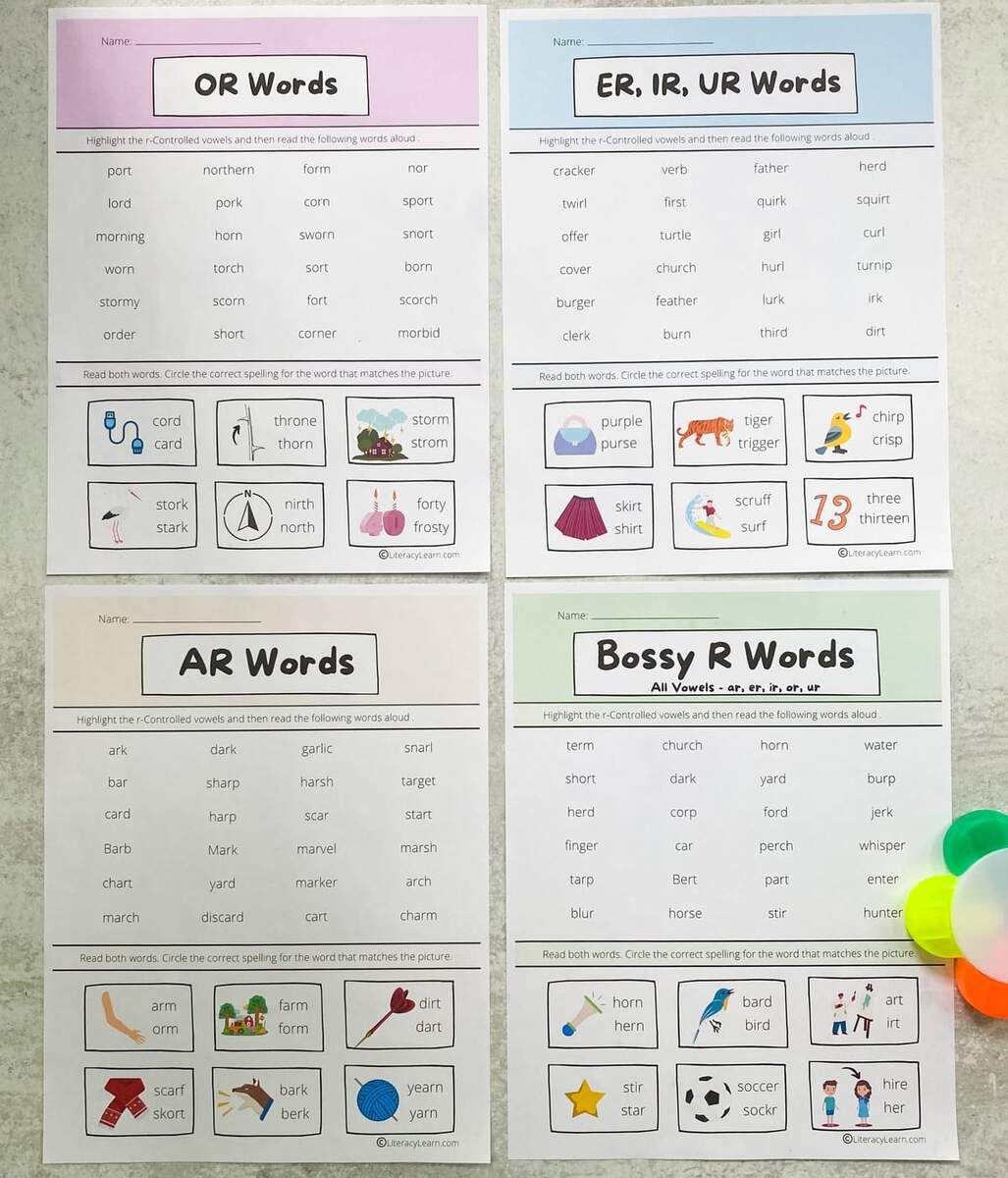 R Controlled Vowels Worksheets 4 Free Printables Literacy Learn