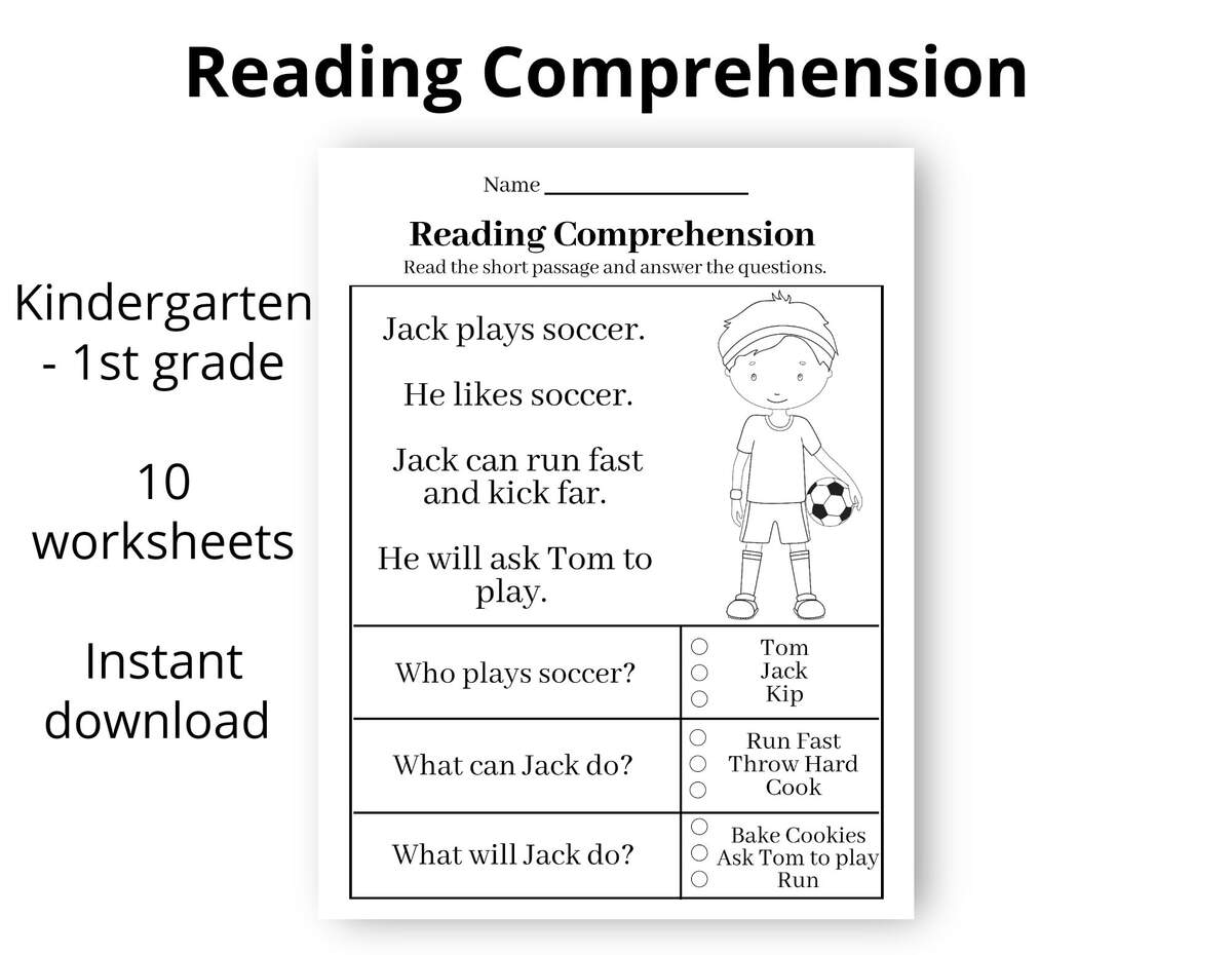 Reading Comprehension Printable Worksheet First Grade Kindergarten Instant Download Homeschool Teacher Kids Distance Etsy Norway First Grade Reading Worksheets Improve Fluency Vocabulary
