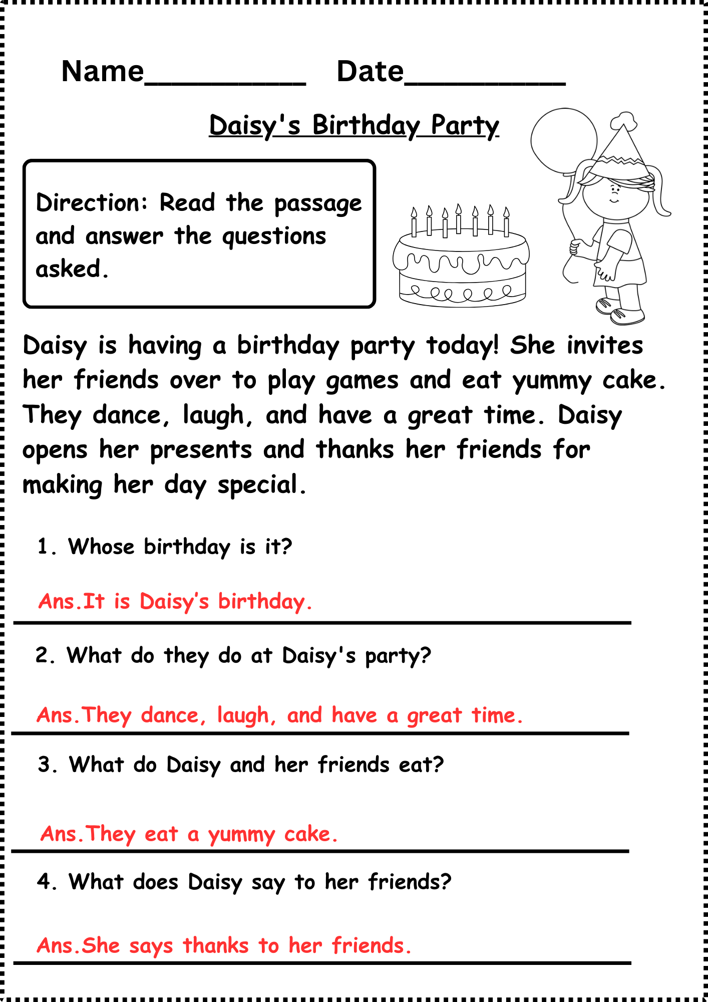 Reading Comprehension Worksheets Grade 1 Reading Worksheet For Grade 1 Teaching Resources