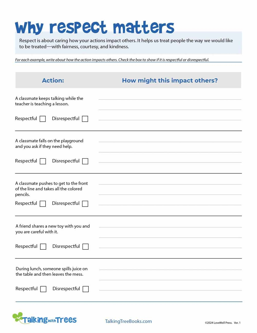 Respect Worksheets And Teaching Resources