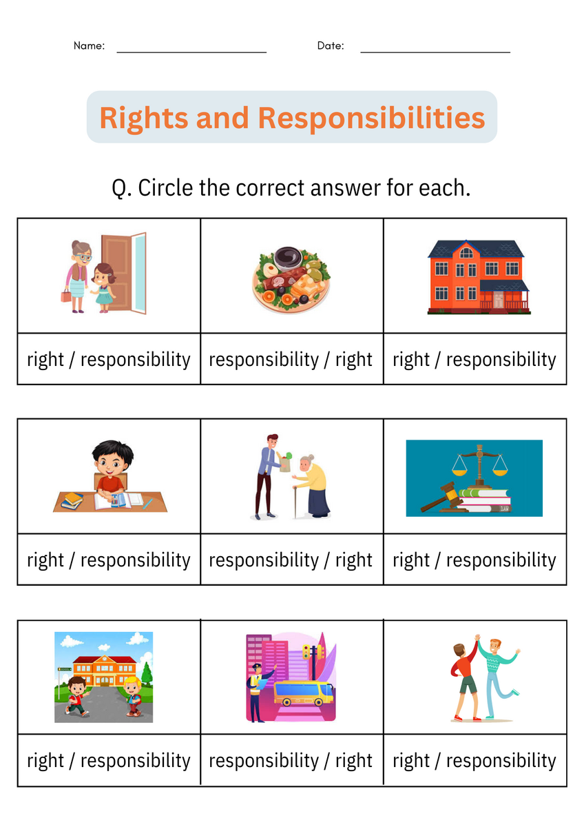 Rights And Responsibilities Of Citizens Activities Worksheets For Kindergarten Made By Teachers