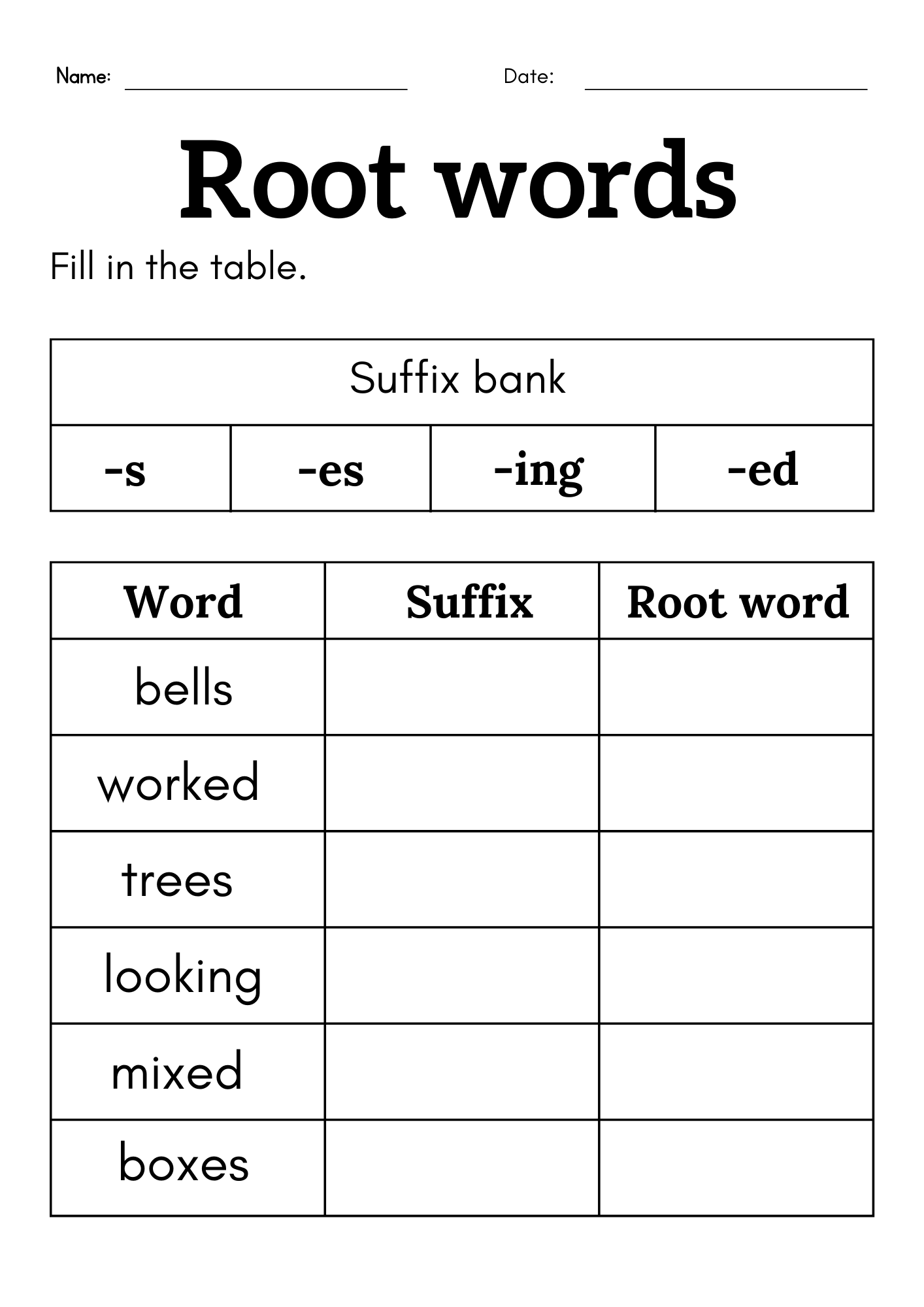 Root Words Worksheet For Grade 1 Or 2 Root Words And Affixes Worksheet For Kids Made By Teachers
