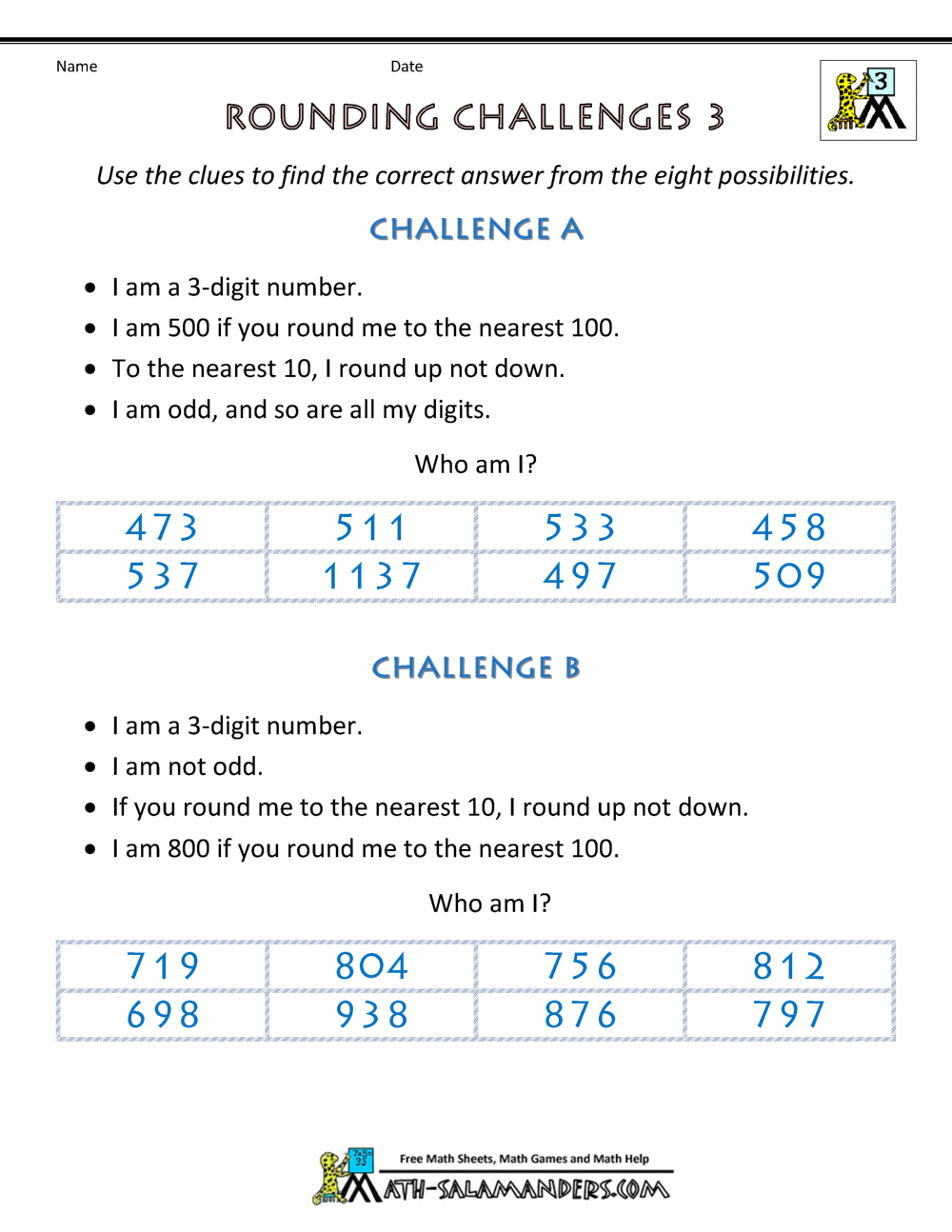 4th Grade Math Puzzles