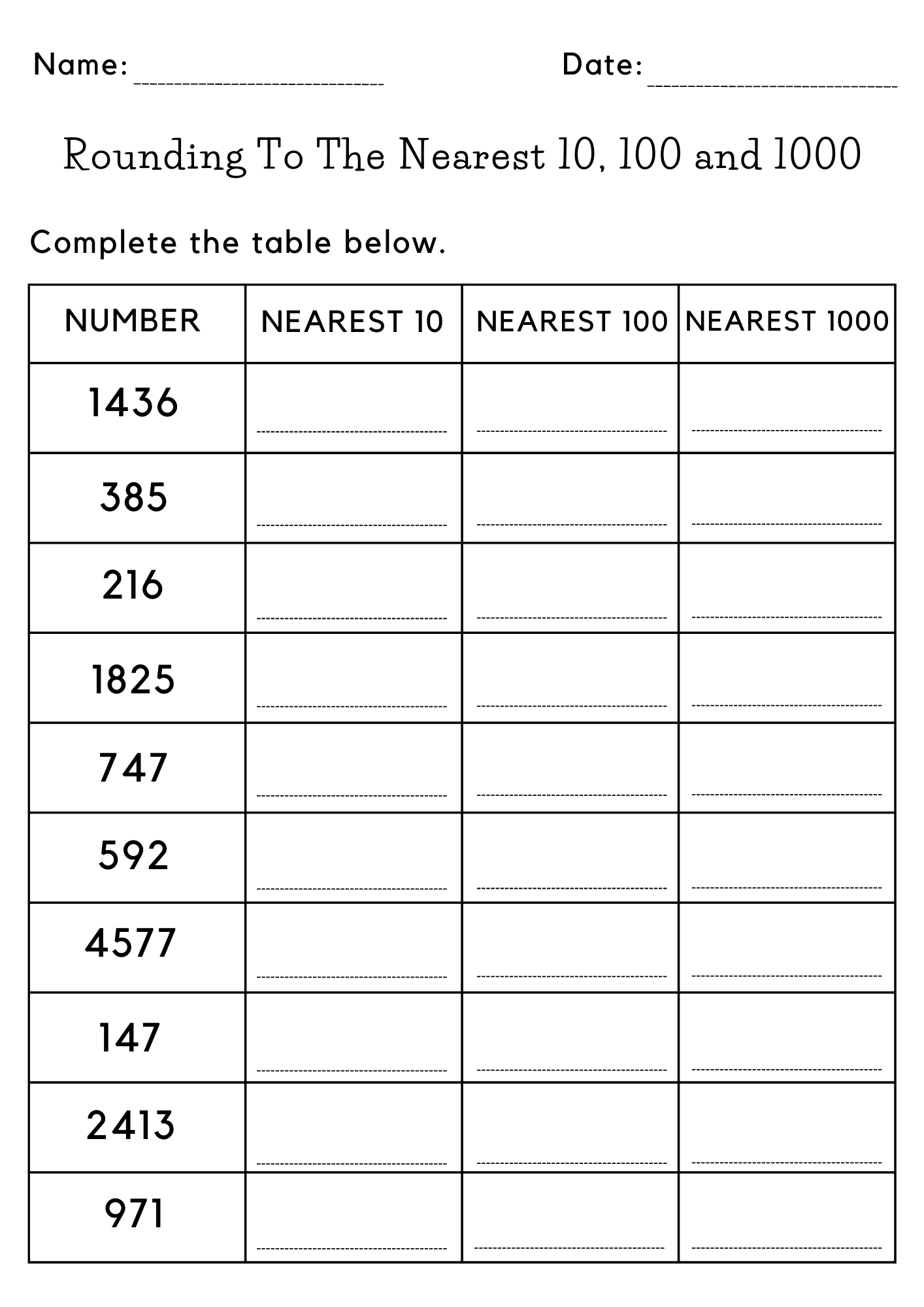Rounding To The Nearest 10 100 And 1 000 Worksheet Worksheet With Answers Made By Teachers Rounding Numbers To Nearest 10 000 Worksheet For Grade 4 Kidpid