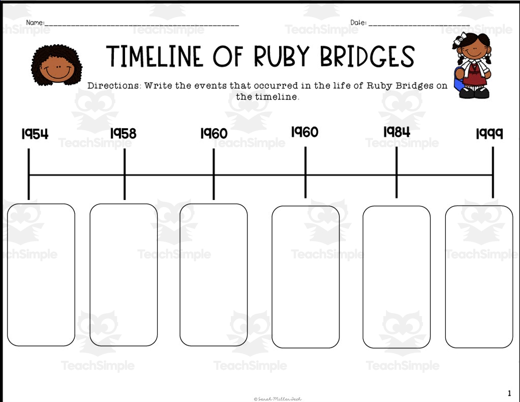 Ruby Bridges Timeline Cut And Paste By Teach Simple Place Value Worksheet Numbers To 200