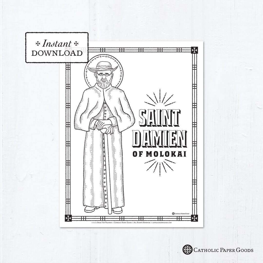 Saint Damien Of Molokai Coloring Page Catholic Saints PDF Digital Download Etsy Saint Damien Of Molokai Coloring Page Catholic Saints PDF Digital Download Etsy