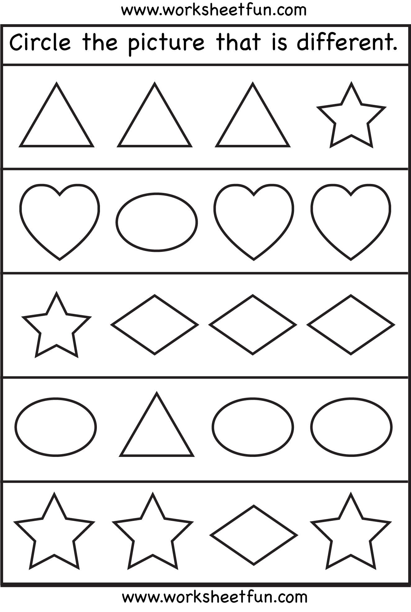 Same And Different Shapes One Worksheet FREE Printable Worksheets Worksheetfun Same Or Different Worksheet Free Printable Worksheets