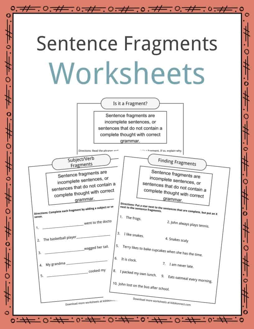 Fragment Or Sentence Worksheet For Class 2 English Grammar Practice