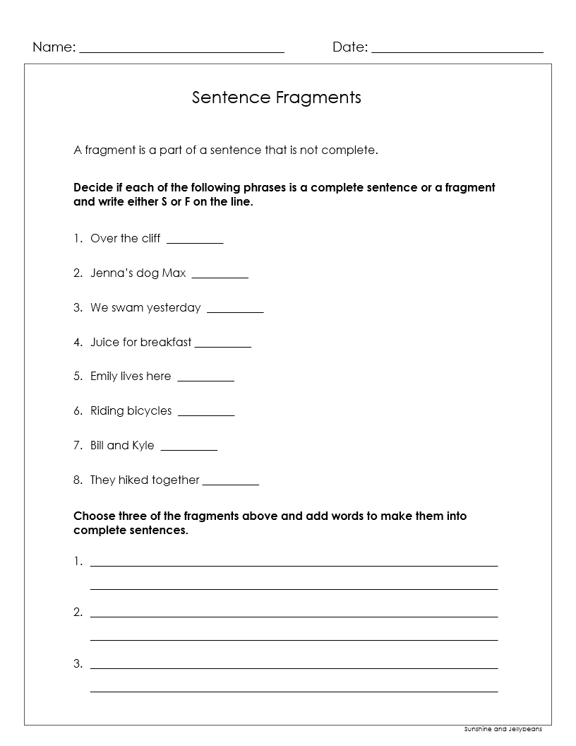 Sentence Fragments Run On Sentences 4 Worksheets Grades 3 4 CCSS Made By Teachers Sentence Fragments Run On Sentences 4 Worksheets Grades 3 4 CCSS Made By Teachers