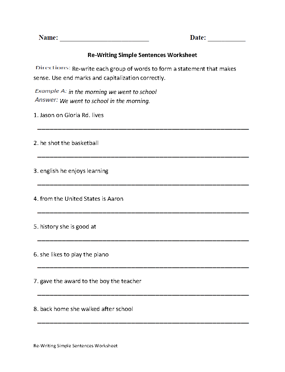 Sentences Worksheets Simple Sentences Worksheets Sentence Writing Practice Worksheets Kindergarten