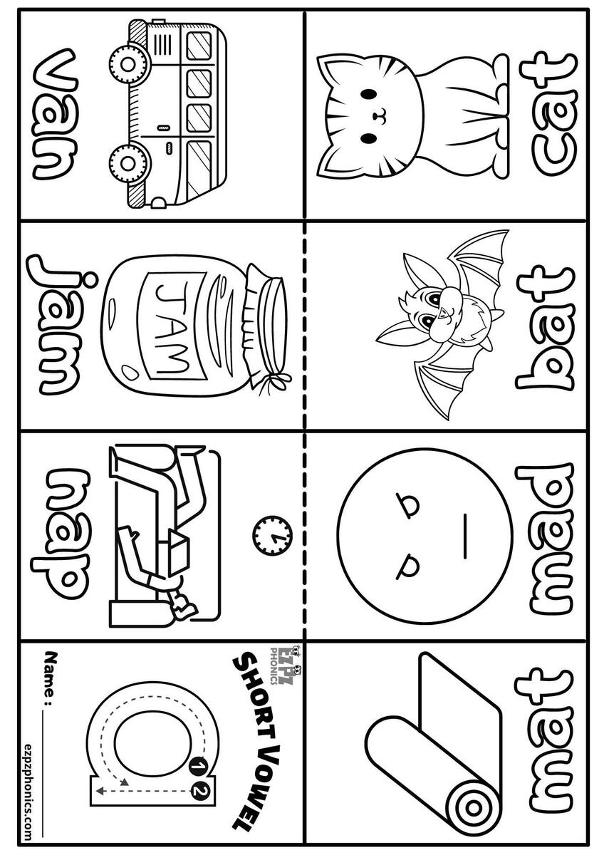 Short Vowel A Mini Coloring Book CVC Words 1 Ezpzphonics