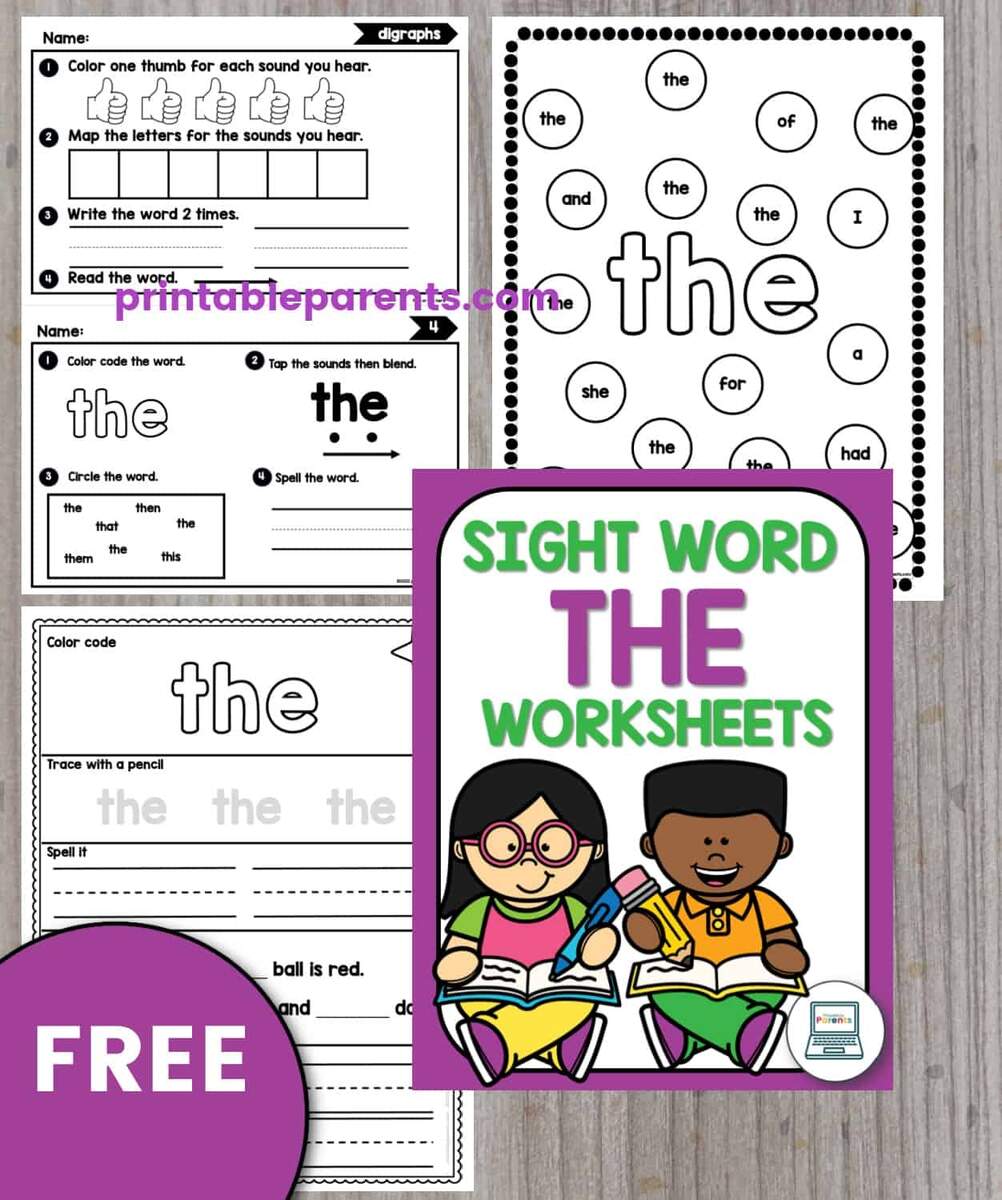 Sight Word The Worksheets Printable Parents Sight Word The Worksheets Printable Parents