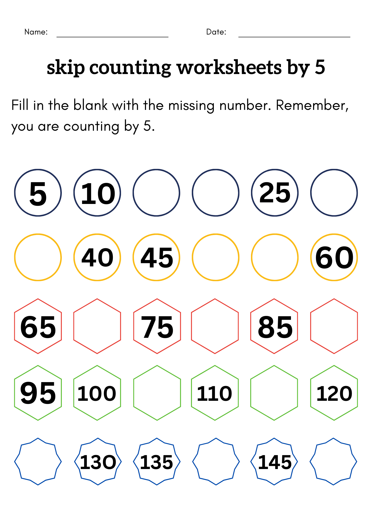 Skip Counting By 5 Kindergarten Skip Counting By 5 Worksheets Made By Teachers Skip Counting By 5 Worksheets