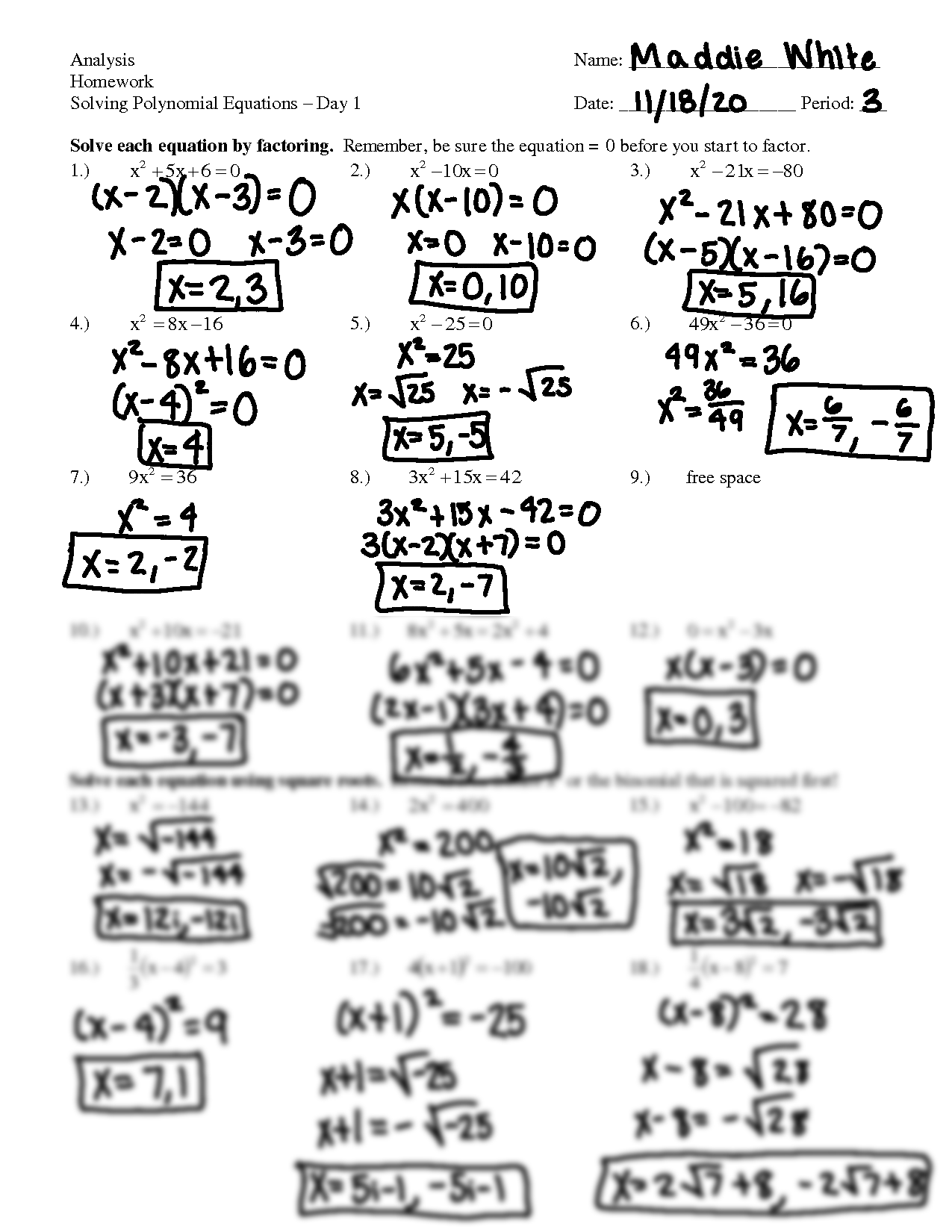 SOLUTION Solving Polynomial Equations Analysis Problem Set Worksheets Library