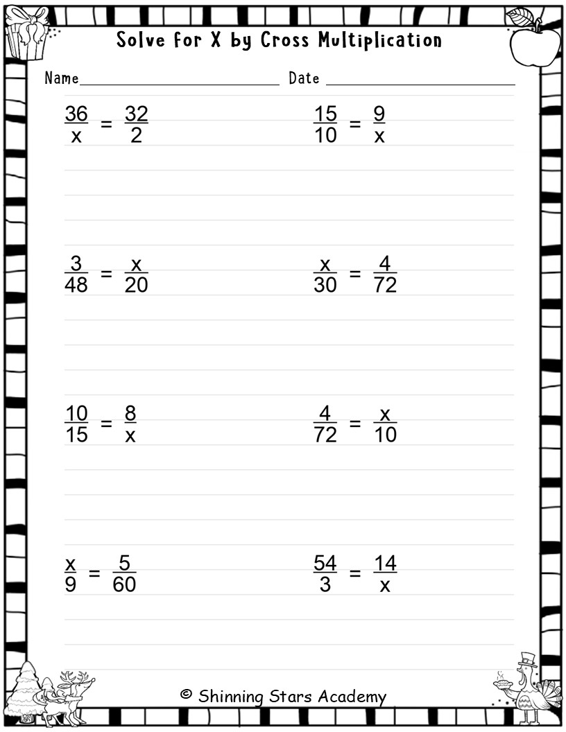 Solve The Equation Through Cross Multiplication Worksheets Practice Activities Teaching Resources