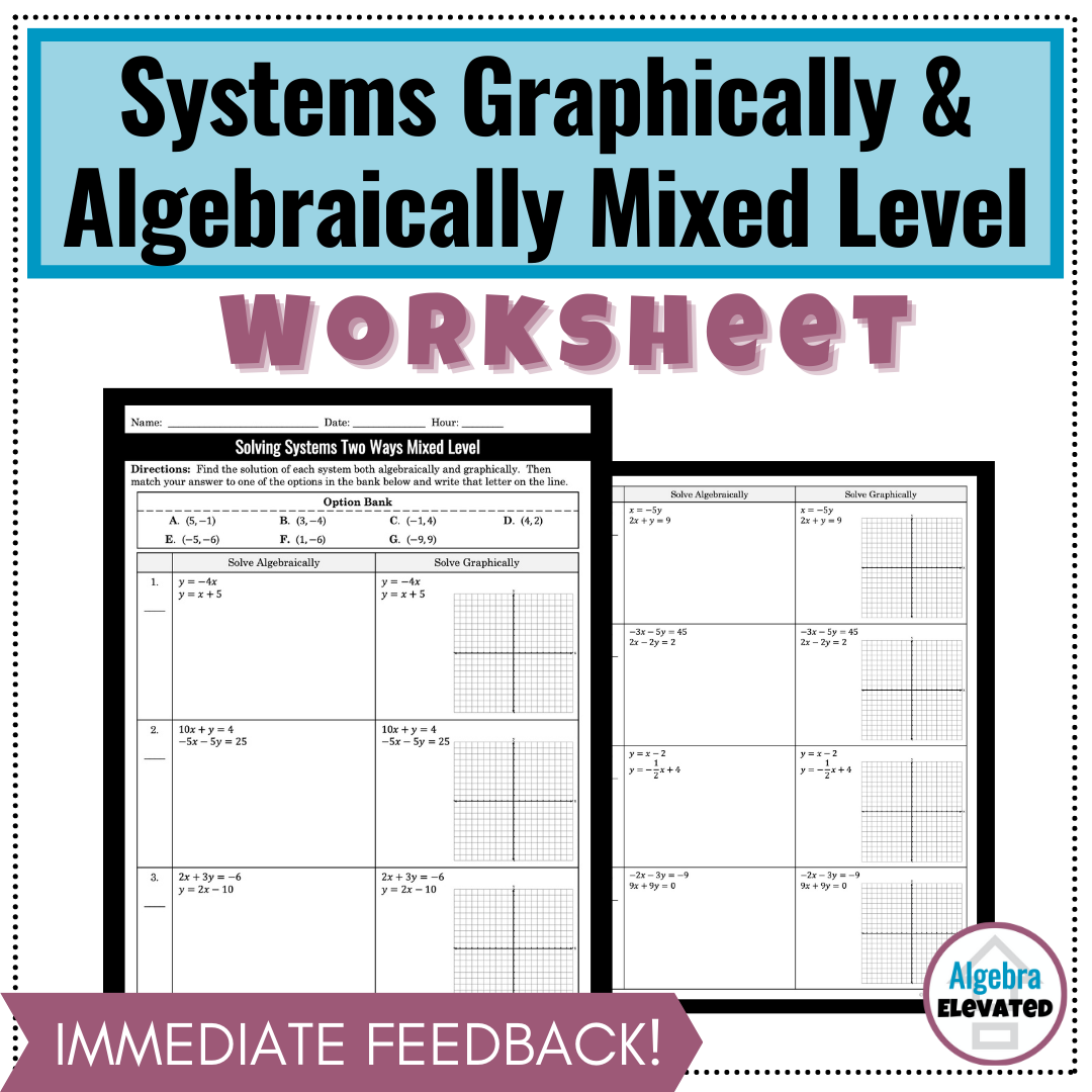 Solving Systems Of Equations With Substitution Elimination And Graphically Mixed Level Made By Teachers Solving Systems Of Equations With Substitution Elimination And Graphically Mixed Level Made By Teachers