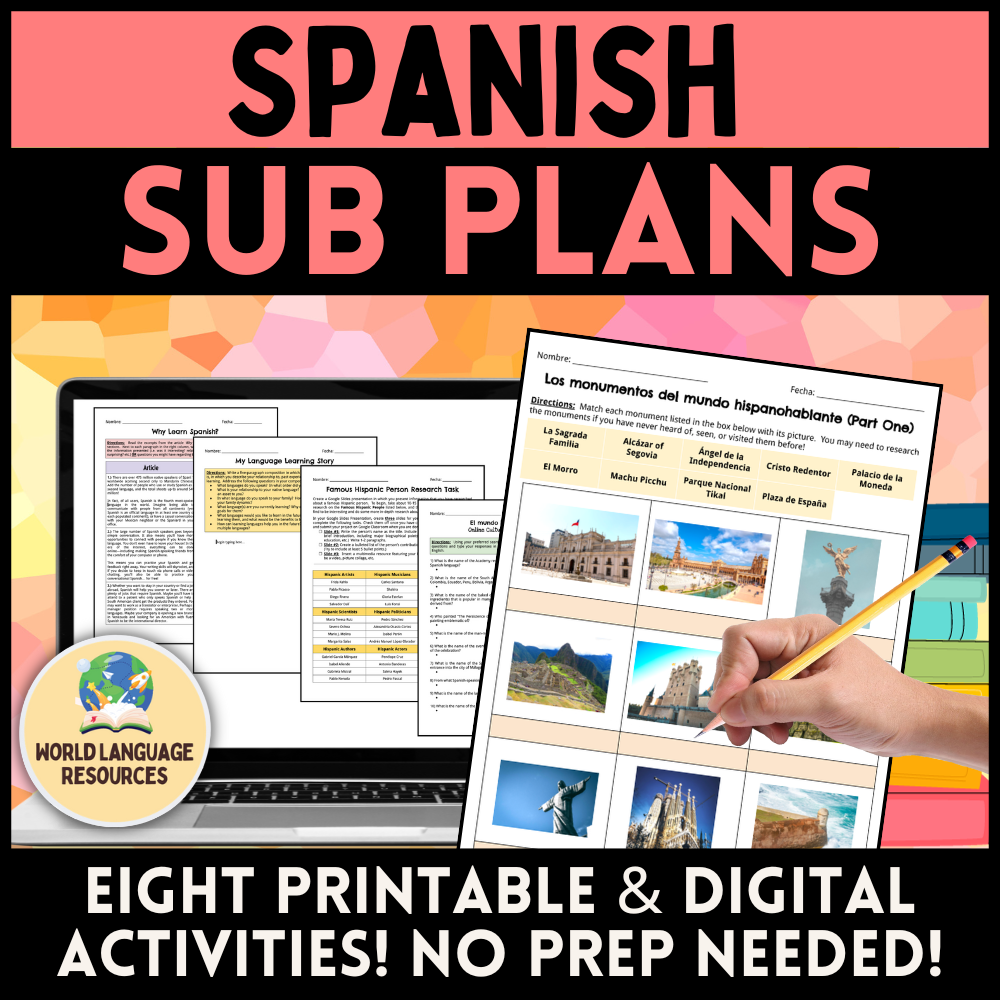 Spanish Sub Plans Substitute Activities For Spanish Class Emergency Sub Plans Classful Spanish Sub Plans Substitute Activities For Spanish Class Emergency Sub Plans Classful