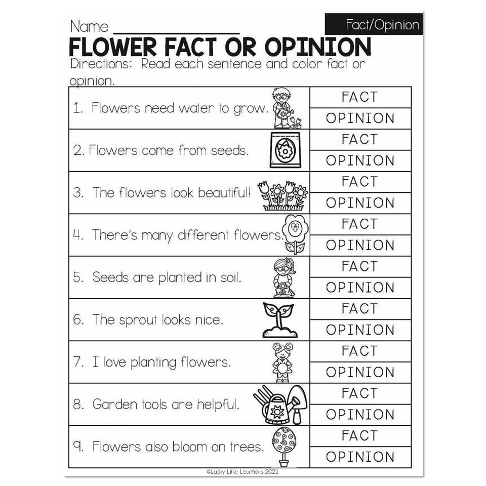 Spring Early Finishers 1st Grade ELA Fact And Opinion Worksheets Library
