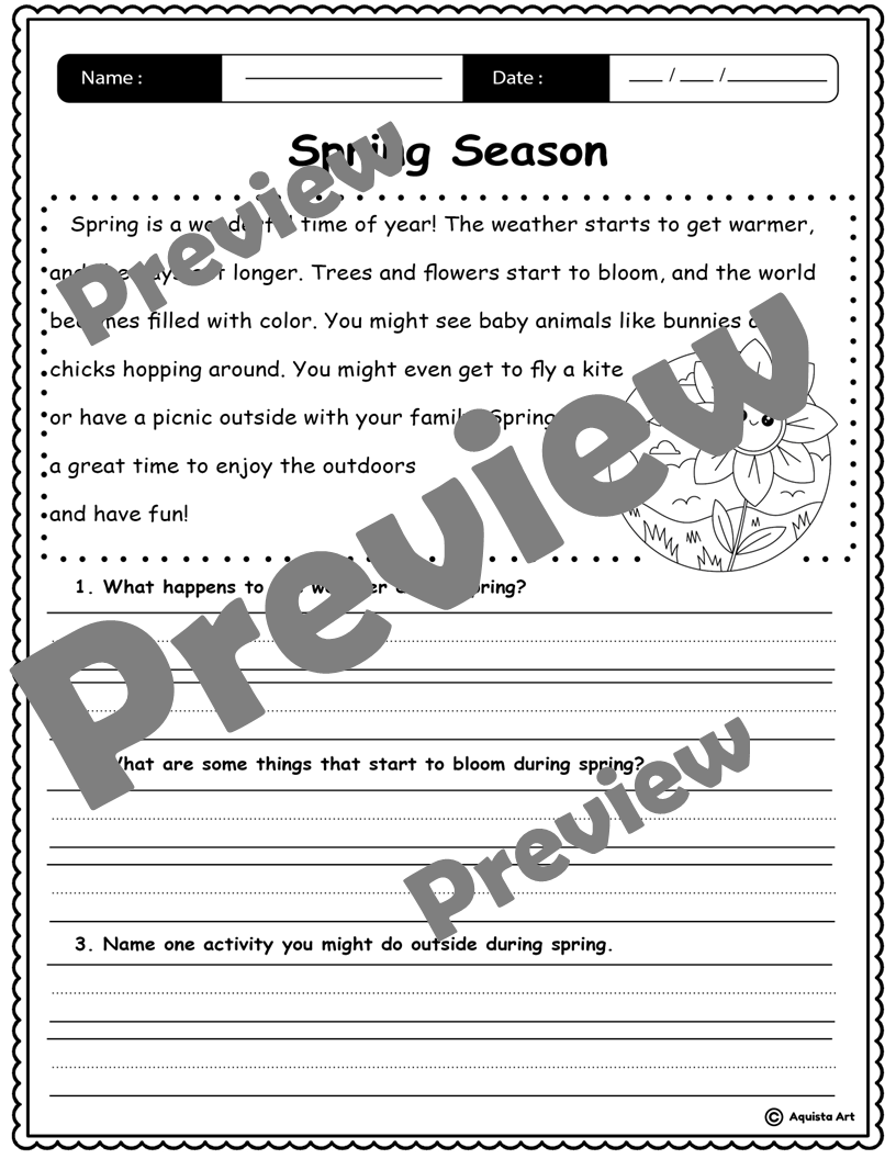 Spring Reading Comprehension Worksheets Made By Teachers Spring Reading Comprehension Worksheets Made By Teachers
