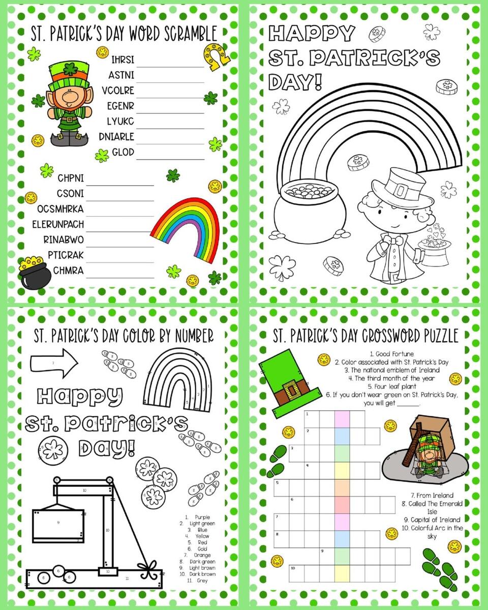 St Patrick S Day Activity Sheets Crafts By Amanda Free Printables Free Printable St Patrick S Day Sight Words Worksheet