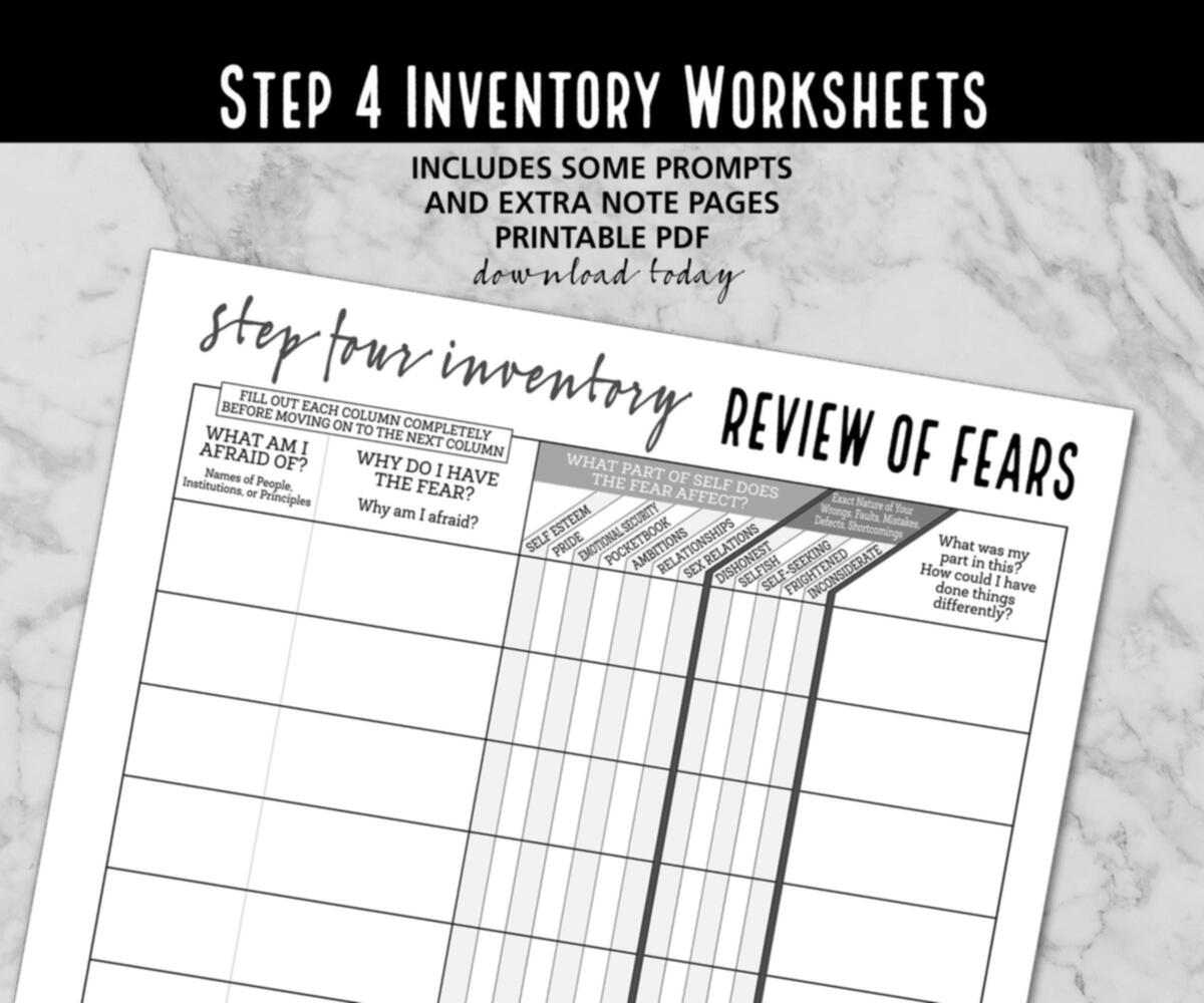 Step 4 Inventory Worksheets Instant Download Pdf Etsy Step 4 Inventory Worksheets Instant Download Pdf Etsy