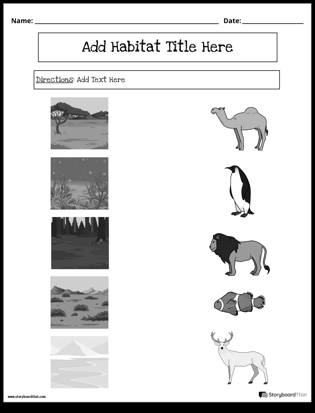 Storyboard That Free Animal Habitat Worksheets Storyboard That Free Animal Habitat Worksheets